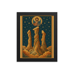 Pillars of Creation as a Byzantine icon framed print on a plain backdrop in size 8"x10".