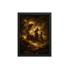 Pillars of Creation in baroque chiaroscuro framed print on a plain backdrop in size 12"x16".