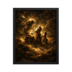 Pillars of Creation in baroque chiaroscuro framed print on a plain backdrop in size 16"x20".