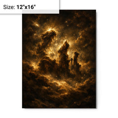 Pillars of Creation in baroque chiaroscuro metal print on a plain backdrop in size 12"x16".