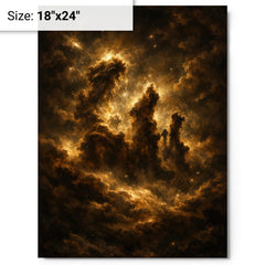 Pillars of Creation in baroque chiaroscuro metal print on a plain backdrop in size 18"x24".