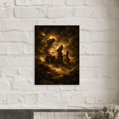 Pillars of Creation in baroque chiaroscuro metal print mockup