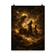 Pillars of Creation in baroque chiaroscuro poster on a plain backdrop in size 8"x10".
