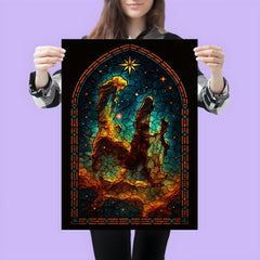 Pillars of Creation in gothic stained glass style poster 3