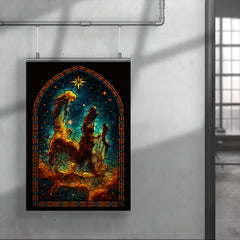 Pillars of Creation in gothic stained glass style poster 4