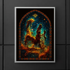 Pillars of Creation in gothic stained glass style poster 5