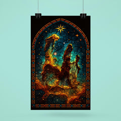 Pillars of Creation in gothic stained glass style poster 6