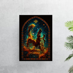 Pillars of Creation in gothic stained glass style poster 7