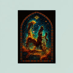 Pillars of Creation in gothic stained glass style poster 8