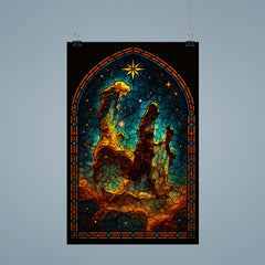 Pillars of Creation in gothic stained glass style poster 9