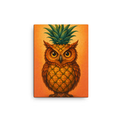 Pineappowl (a pineapple crossed with an owl, obviously) canvas print on a plain backdrop in size 12"x16".