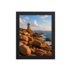 Pink Granite Coast Cote de Granit Rose Brittany France framed print on a plain backdrop in size 8"x10".