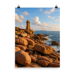 Pink Granite Coast Cote de Granit Rose Brittany France poster on a plain backdrop in size 8"x10".