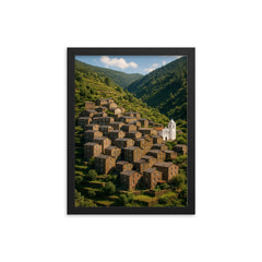 Piodao Schist Village Portugal framed print on a plain backdrop in size 12"x16".