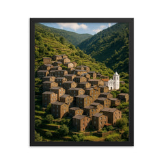 Piodao Schist Village Portugal framed print on a plain backdrop in size 16"x20".