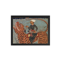 Pir Gazi and his tiger in Sundarbans framed print on a plain backdrop in size 12"x16".