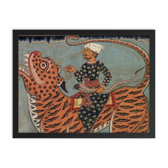 Pir Gazi and his tiger in Sundarbans framed print on a plain backdrop in size 18"x24".