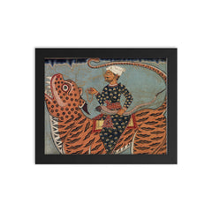 Pir Gazi and his tiger in Sundarbans framed print on a plain backdrop in size 8"x10".