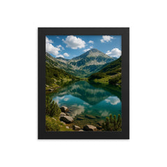 Pirin Mountains Banderishki Lakes Bulgaria framed print on a plain backdrop in size 8"x10".