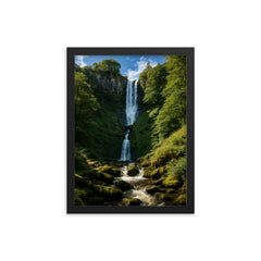 Pistyll Rhaeadr Wales framed print on a plain backdrop in size 12"x16".