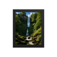 Pistyll Rhaeadr Wales framed print on a plain backdrop in size 8"x10".