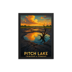 Pitch Lake Trinidad and Tobago framed print on a plain backdrop in size 12"x16".