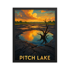 Pitch Lake Trinidad and Tobago framed print on a plain backdrop in size 16"x20".