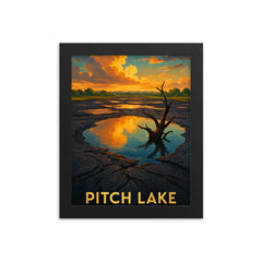 Pitch Lake Trinidad and Tobago framed print on a plain backdrop in size 8"x10".