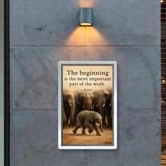 Plato quote baby elephant first step herd watching poster 2