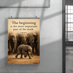 Plato quote baby elephant first step herd watching poster 4