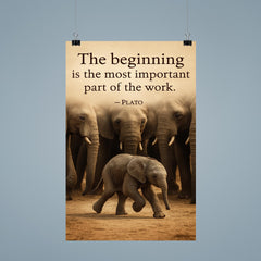 Plato quote baby elephant first step herd watching poster 9