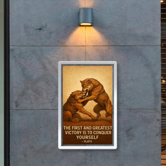 Plato quote conquer yourself wrestling match poster 2