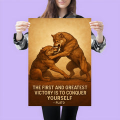 Plato quote conquer yourself wrestling match poster 3