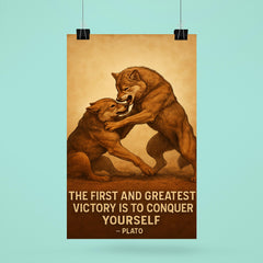Plato quote conquer yourself wrestling match poster 6