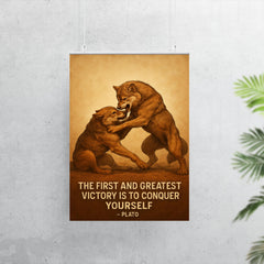Plato quote conquer yourself wrestling match poster 7