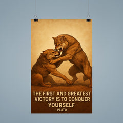 Plato quote conquer yourself wrestling match poster 9