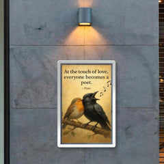 plato quote crow sings beautifully after falling in love inspiring poster poster 2
