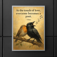 plato quote crow sings beautifully after falling in love inspiring poster poster 5
