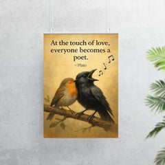 plato quote crow sings beautifully after falling in love inspiring poster poster 7