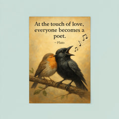 plato quote crow sings beautifully after falling in love inspiring poster poster 8