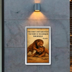 Plato quote first and greatest victory is to conquer yourself wrestling match identical animals poster 2