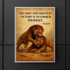 Plato quote first and greatest victory is to conquer yourself wrestling match identical animals poster 5
