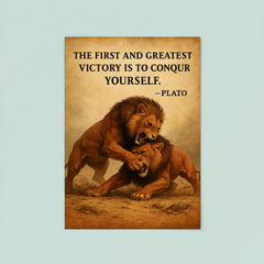 Plato quote first and greatest victory is to conquer yourself wrestling match identical animals poster 8