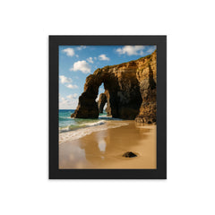 Playa de las Catedrales Galicia Spain framed print on a plain backdrop in size 8"x10".