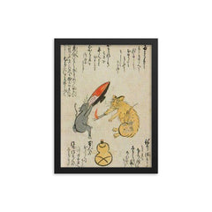 Playful Cat Asking for Hooch framed print on a plain backdrop in size 12"x16".