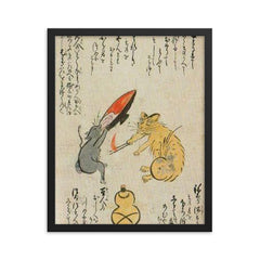 Playful Cat Asking for Hooch framed print on a plain backdrop in size 16"x20".