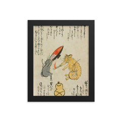 Playful Cat Asking for Hooch framed print on a plain backdrop in size 8"x10".