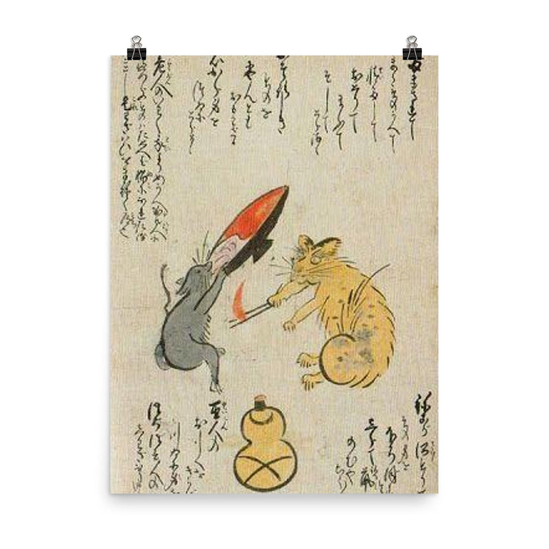 Playful Cat Asking for Hooch poster on a plain backdrop in size 8