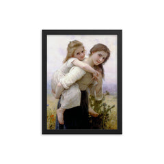Pleasant Burden by William-Adolphe Bouguereau framed print on a plain backdrop in size 12"x16".
