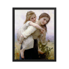 Pleasant Burden by William-Adolphe Bouguereau framed print on a plain backdrop in size 16"x20".